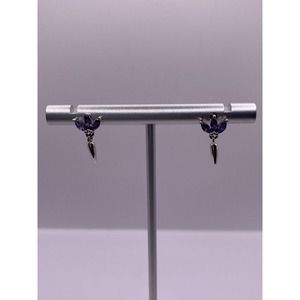 Purple Three Leaf Flower CZ Sterling Silver S925